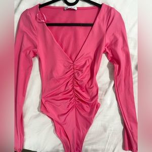 ZARA , bodysuit long sleeve in hot pink